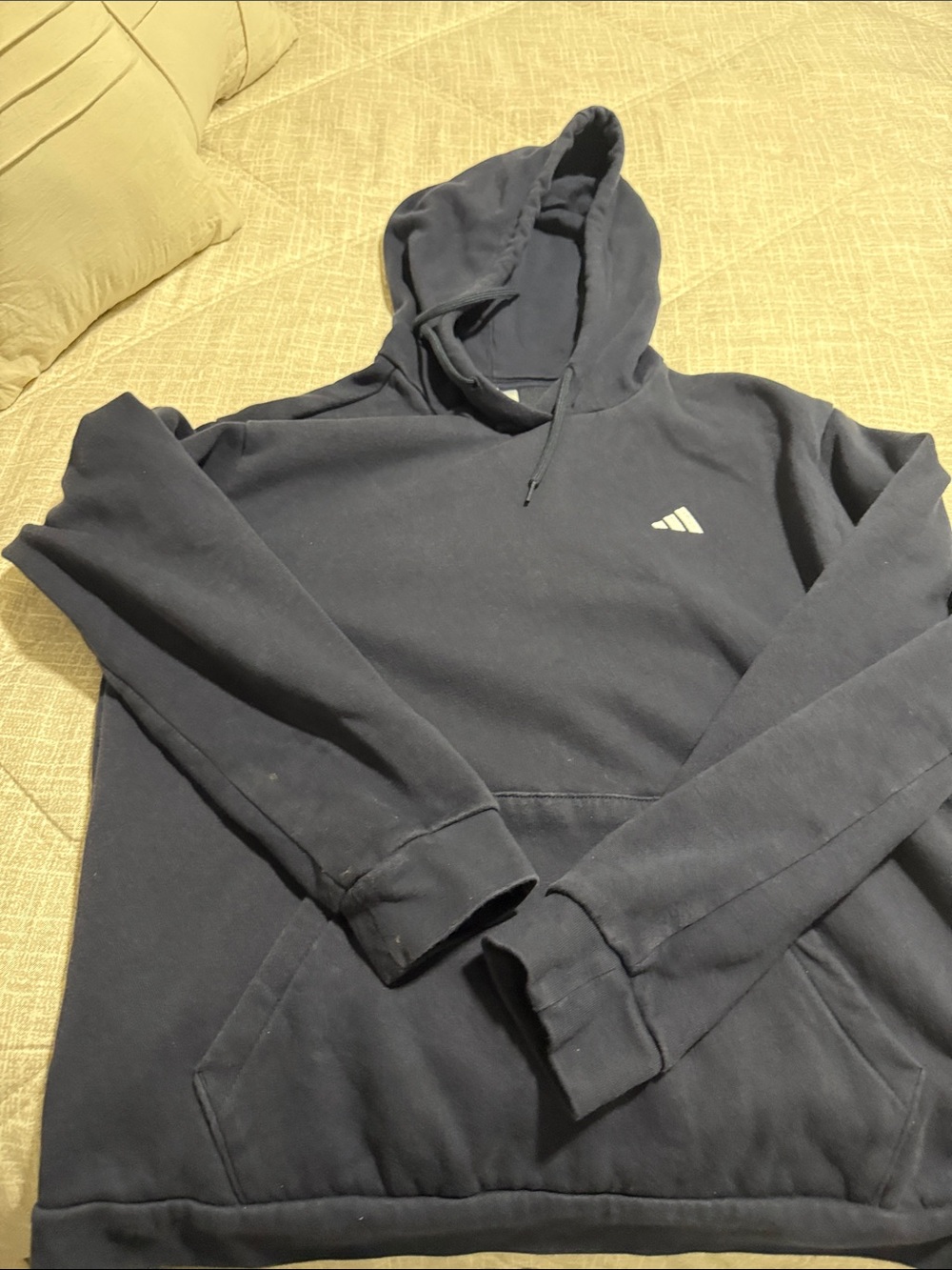 adidas Navy Blue Pullover Hoodie with Logo
